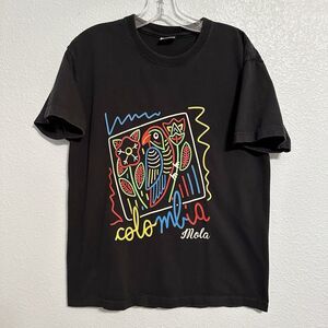 Columbia Mola Parrot Graphic Print Tee T Shirt Womens Medium Black Ariari Sport